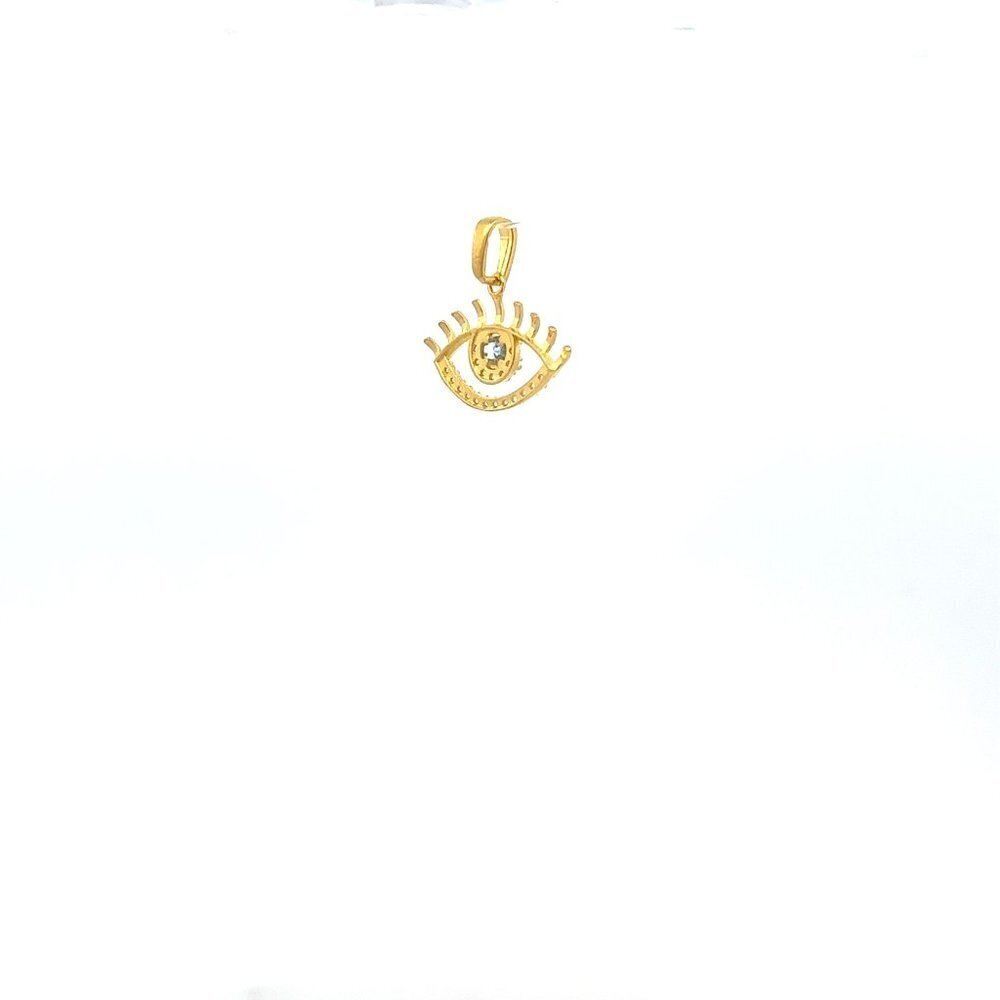18K Gold Pendant Charm Evil Eye Cubic Zirconia - Picture 6 of 12